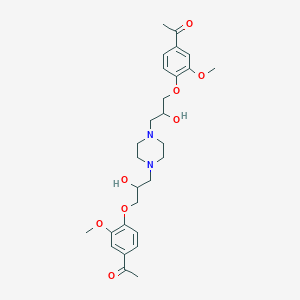 molecular formula C28H38N2O8 B4212989 1-[4-(3-{4-[3-(4-Acetyl-2-methoxyphenoxy)-2-hydroxypropyl]piperazin-1-yl}-2-hydroxypropoxy)-3-methoxyphenyl]ethan-1-one 