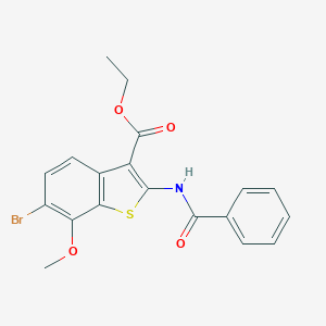 molecular formula C19H16BrNO4S B421299 Ethyl 2-(benzoylamino)-6-bromo-7-methoxy-1-benzothiophene-3-carboxylate 