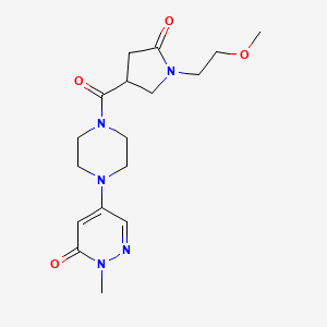 molecular formula C17H25N5O4 B4213018 5-[4-[1-(2-Methoxyethyl)-5-oxopyrrolidine-3-carbonyl]piperazin-1-yl]-2-methylpyridazin-3-one 