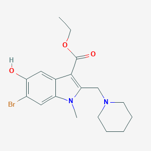 molecular formula C18H23BrN2O3 B421303 6-Bromo-5-hydroxy-1-methyl-2-piperidin-1-ylmethyl-1H-indole-3-carboxylic acid, ethyl ester CAS No. 296245-63-1
