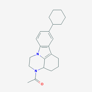 molecular formula C22H28N2O B421304 3-acetyl-8-cyclohexyl-2,3,3a,4,5,6-hexahydro-1H-pyrazino[3,2,1-jk]carbazole 