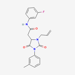 molecular formula C21H20FN3O3 B4213048 2-[3-allyl-1-(3-methylphenyl)-2,5-dioxo-4-imidazolidinyl]-N-(3-fluorophenyl)acetamide 