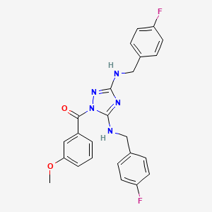 molecular formula C24H21F2N5O2 B4213085 {3,5-bis[(4-fluorobenzyl)amino]-1H-1,2,4-triazol-1-yl}(3-methoxyphenyl)methanone 