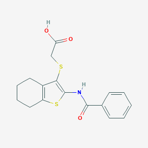 molecular formula C17H17NO3S2 B421310 {[2-(Benzoylamino)-4,5,6,7-tetrahydro-1-benzothien-3-yl]sulfanyl}acetic acid 