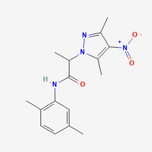 molecular formula C16H20N4O3 B4213106 2-(3,5-dimethyl-4-nitropyrazol-1-yl)-N-(2,5-dimethylphenyl)propanamide 