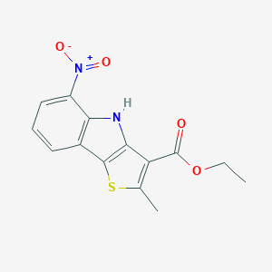 molecular formula C14H12N2O4S B421313 ethyl 5-nitro-2-methyl-4H-thieno[3,2-b]indole-3-carboxylate 