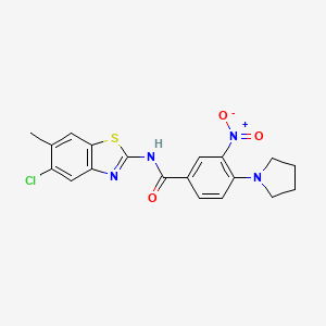 N-(5-chloro-6-methyl-1,3-benzothiazol-2-yl)-3-nitro-4-(1-pyrrolidinyl)benzamide