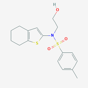 molecular formula C17H21NO3S2 B421314 N-(2-hydroxyethyl)-4-methyl-N-(4,5,6,7-tetrahydro-1-benzothiophen-2-yl)benzenesulfonamide 