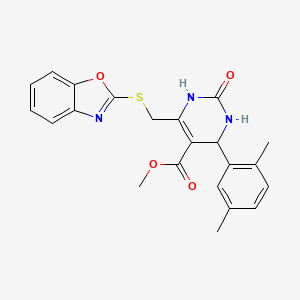 molecular formula C22H21N3O4S B4213163 Methyl 6-[(1,3-benzoxazol-2-ylsulfanyl)methyl]-4-(2,5-dimethylphenyl)-2-oxo-1,2,3,4-tetrahydropyrimidine-5-carboxylate 