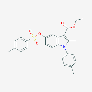molecular formula C26H25NO5S B421323 ethyl 2-methyl-1-(4-methylphenyl)-5-{[(4-methylphenyl)sulfonyl]oxy}-1H-indole-3-carboxylate 