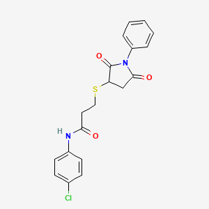 N-(4-chlorophenyl)-3-(2,5-dioxo-1-phenylpyrrolidin-3-yl)sulfanylpropanamide