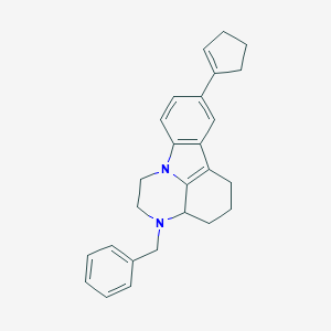 molecular formula C26H28N2 B421326 3-benzyl-8-(1-cyclopenten-1-yl)-2,3,3a,4,5,6-hexahydro-1H-pyrazino[3,2,1-jk]carbazole CAS No. 370583-55-4