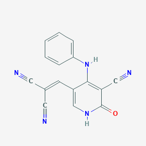 molecular formula C16H9N5O B421327 2-[(4-Anilino-5-cyano-6-oxo-1,6-dihydropyridin-3-yl)methylene]malononitrile CAS No. 371214-52-7