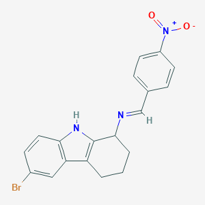 molecular formula C19H16BrN3O2 B421331 6-bromo-1-({4-nitrobenzylidene}amino)-2,3,4,9-tetrahydro-1H-carbazole CAS No. 329070-77-1