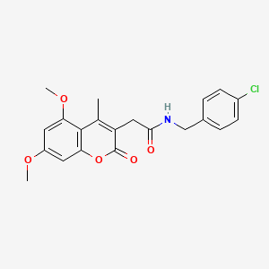 molecular formula C21H20ClNO5 B4213369 N-[(4-CHLOROPHENYL)METHYL]-2-(5,7-DIMETHOXY-4-METHYL-2-OXO-2H-CHROMEN-3-YL)ACETAMIDE 