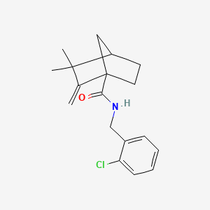 molecular formula C18H22ClNO B4213384 N-(2-chlorobenzyl)-3,3-dimethyl-2-methylenebicyclo[2.2.1]heptane-1-carboxamide 