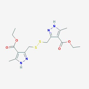 molecular formula C16H22N4O4S2 B421339 diethyl 3,3'-(disulfanediyldimethanediyl)bis(5-methyl-1H-pyrazole-4-carboxylate) CAS No. 296266-49-4