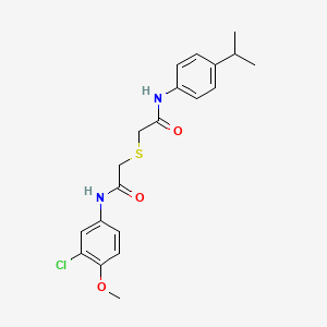 2-[2-(3-chloro-4-methoxyanilino)-2-oxoethyl]sulfanyl-N-(4-propan-2-ylphenyl)acetamide