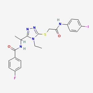 N-[1-[4-ethyl-5-[2-(4-iodoanilino)-2-oxoethyl]sulfanyl-1,2,4-triazol-3-yl]ethyl]-4-fluorobenzamide