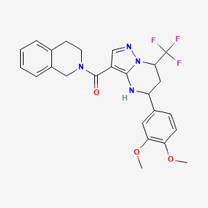 molecular formula C25H25F3N4O3 B4213449 3,4-dihydroisoquinolin-2(1H)-yl[5-(3,4-dimethoxyphenyl)-7-(trifluoromethyl)-4,5,6,7-tetrahydropyrazolo[1,5-a]pyrimidin-3-yl]methanone 