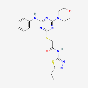 2-{[4-anilino-6-(4-morpholinyl)-1,3,5-triazin-2-yl]thio}-N-(5-ethyl-1,3,4-thiadiazol-2-yl)acetamide