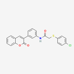 molecular formula C23H16ClNO3S B4213487 2-[(4-chlorophenyl)thio]-N-[3-(2-oxo-2H-chromen-3-yl)phenyl]acetamide 