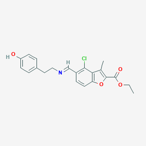 molecular formula C21H20ClNO4 B421349 ethyl 4-chloro-5-[(E)-{[2-(4-hydroxyphenyl)ethyl]imino}methyl]-3-methyl-1-benzofuran-2-carboxylate CAS No. 296266-59-6