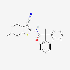 molecular formula C25H24N2OS B4213498 N-(3-cyano-6-methyl-4,5,6,7-tetrahydro-1-benzothien-2-yl)-2,2-diphenylpropanamide 