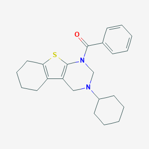 molecular formula C23H28N2OS B421351 1-Benzoyl-3-cyclohexyl-1,2,3,4,5,6,7,8-octahydro[1]benzothieno[2,3-d]pyrimidine 