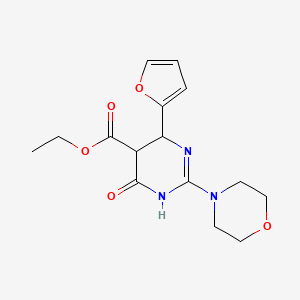 5-Pyrimidinecarboxylic acid, 4-(2-furanyl)-3,4,5,6-tetrahydro-2-(4-morpholinyl)-6-oxo-, ethyl ester