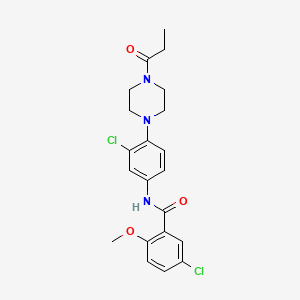 molecular formula C21H23Cl2N3O3 B4213572 5-chloro-N-[3-chloro-4-(4-propionyl-1-piperazinyl)phenyl]-2-methoxybenzamide 