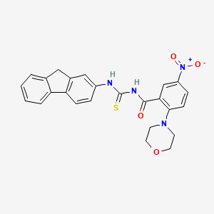 molecular formula C25H22N4O4S B4213589 N-[(9H-fluoren-2-ylamino)carbonothioyl]-2-(4-morpholinyl)-5-nitrobenzamide 