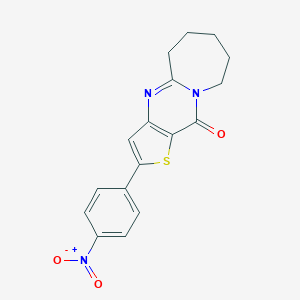 molecular formula C17H15N3O3S B421361 2-(4-Nitrophenyl)-6,7,8,9-tetrahydrothieno[3',2':4,5]pyrimido[1,2-a]azepin-11(5H)-one 