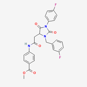 Methyl 4-({[3-(3-fluorobenzyl)-1-(4-fluorophenyl)-2,5-dioxoimidazolidin-4-yl]acetyl}amino)benzoate