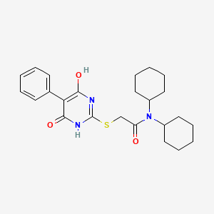 molecular formula C24H31N3O3S B4213677 N~1~,N~1~-DICYCLOHEXYL-2-[(4-HYDROXY-6-OXO-5-PHENYL-1,6-DIHYDRO-2-PYRIMIDINYL)SULFANYL]ACETAMIDE 