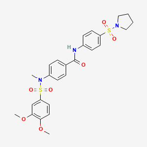 molecular formula C26H29N3O7S2 B4213683 4-[[(3,4-dimethoxyphenyl)sulfonyl](methyl)amino]-N-[4-(1-pyrrolidinylsulfonyl)phenyl]benzamide 