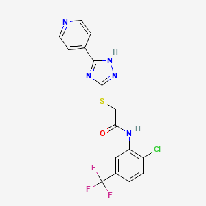 molecular formula C16H11ClF3N5OS B4213691 N-[2-chloro-5-(trifluoromethyl)phenyl]-2-[(5-pyridin-4-yl-1H-1,2,4-triazol-3-yl)sulfanyl]acetamide 