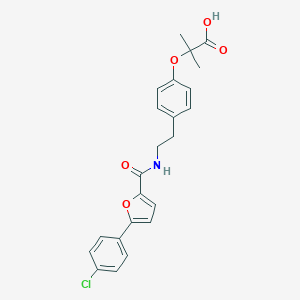 molecular formula C23H22ClNO5 B421370 2-[4-(2-{[5-(4-Chlorophenyl)-2-furoyl]amino}ethyl)phenoxy]-2-methylpropanoic acid 