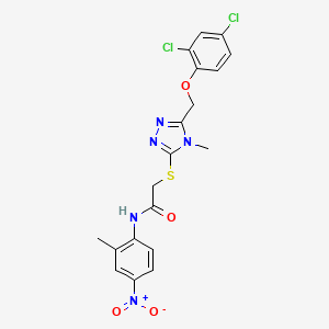 molecular formula C19H17Cl2N5O4S B4213747 2-({5-[(2,4-dichlorophenoxy)methyl]-4-methyl-4H-1,2,4-triazol-3-yl}thio)-N-(2-methyl-4-nitrophenyl)acetamide 