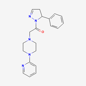 molecular formula C20H23N5O B4213776 1-(5-phenyl-4,5-dihydro-1H-pyrazol-1-yl)-2-[4-(pyridin-2-yl)piperazin-1-yl]ethanone 