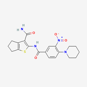 molecular formula C20H22N4O4S B4213781 2-[3-NITRO-4-(PIPERIDIN-1-YL)BENZAMIDO]-4H,5H,6H-CYCLOPENTA[B]THIOPHENE-3-CARBOXAMIDE 