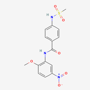 molecular formula C15H15N3O6S B4213835 N-(2-methoxy-5-nitrophenyl)-4-[(methylsulfonyl)amino]benzamide 