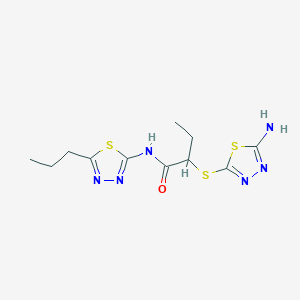 molecular formula C11H16N6OS3 B4213848 2-[(5-AMINO-1,3,4-THIADIAZOL-2-YL)SULFANYL]-N~1~-(5-PROPYL-1,3,4-THIADIAZOL-2-YL)BUTANAMIDE 