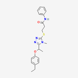 3-[[5-[1-(4-ethylphenoxy)ethyl]-4-methyl-1,2,4-triazol-3-yl]sulfanyl]-N-phenylpropanamide