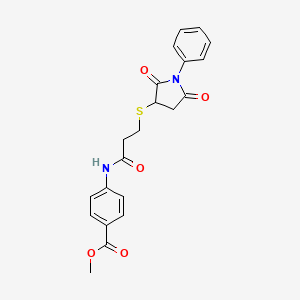 Methyl 4-[3-(2,5-dioxo-1-phenylpyrrolidin-3-yl)sulfanylpropanoylamino]benzoate