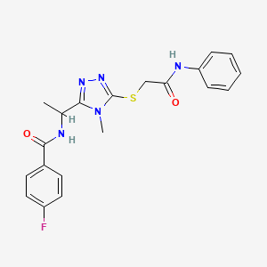 N-[1-[5-(2-anilino-2-oxoethyl)sulfanyl-4-methyl-1,2,4-triazol-3-yl]ethyl]-4-fluorobenzamide