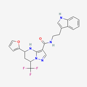 molecular formula C22H20F3N5O2 B4214004 5-(furan-2-yl)-N-[2-(1H-indol-3-yl)ethyl]-7-(trifluoromethyl)-4,5,6,7-tetrahydropyrazolo[1,5-a]pyrimidine-3-carboxamide 