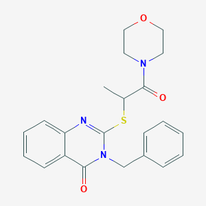 molecular formula C22H23N3O3S B4214021 3-benzyl-2-{[1-methyl-2-(4-morpholinyl)-2-oxoethyl]thio}-4(3H)-quinazolinone 