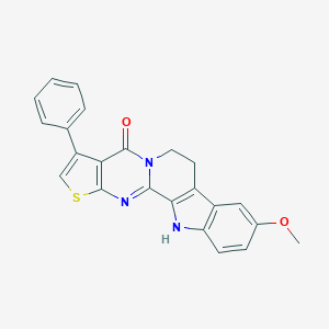 molecular formula C23H17N3O2S B421404 9-methoxy-3-phenyl-7,12-dihydrothieno[2'',3'':4',5']pyrimido[1',2':1,2]pyrido[3,4-b]indol-4(6H)-one 