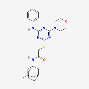 2-{[4-(morpholin-4-yl)-6-(phenylamino)-1,3,5-triazin-2-yl]sulfanyl}-N-[(3S,5S,7S)-tricyclo[3.3.1.1~3,7~]dec-1-yl]acetamide